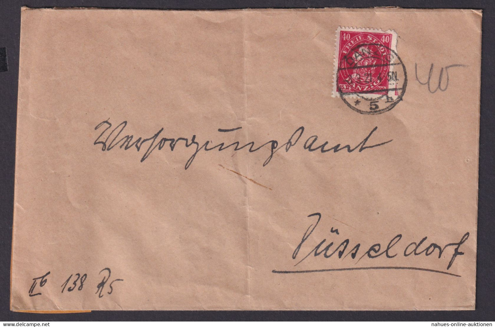 Danzig 5 Brief Versorgungsamt Brief Düsseldorf - Storia Postale