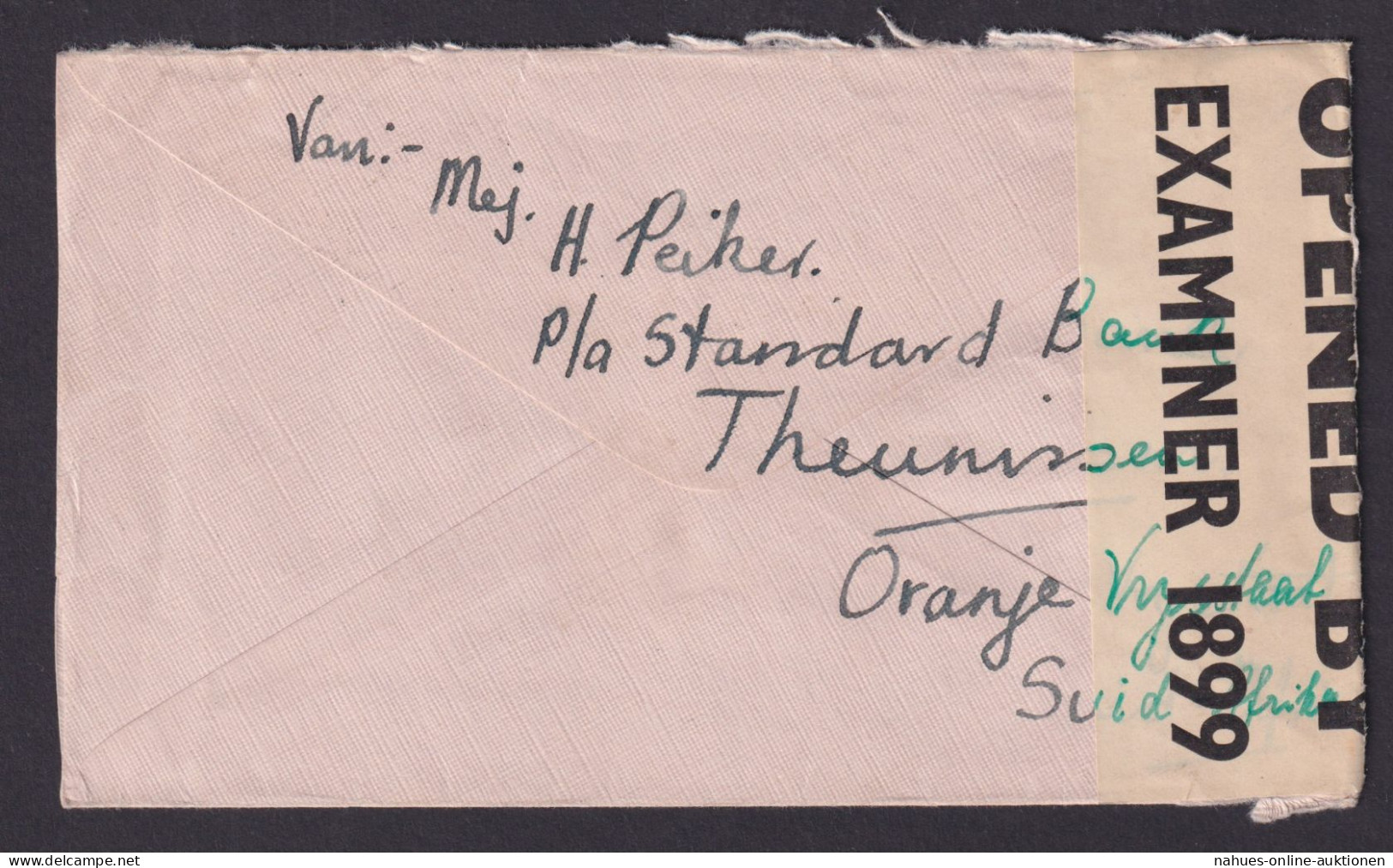 Oranje Freistaat Buren Republik Südl. Afrika Zensur Brief Lauenstein Hannover - Estado Libre De Orange (1868-1909)