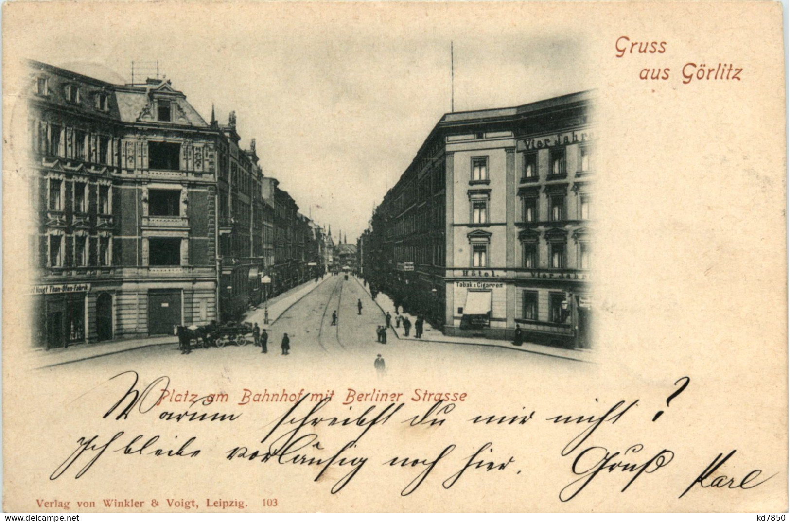 Gruss Aus Görlitz - Platz Am Bahnhof Mit Berliner Strasse - Görlitz