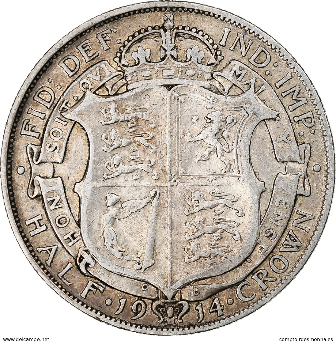 Grande-Bretagne, George V, 1/2 Crown, 1914, Londres, Argent, TB+, KM:818.1 - K. 1/2 Crown