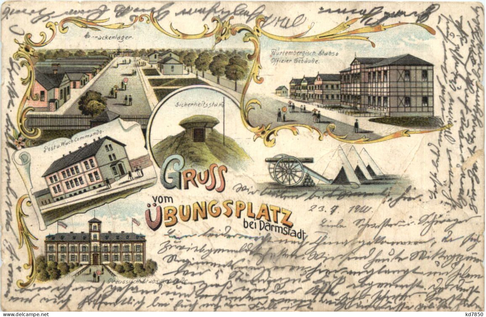 Gruss Vom Übungsplatz Bei Darmstadt - Litho - Darmstadt