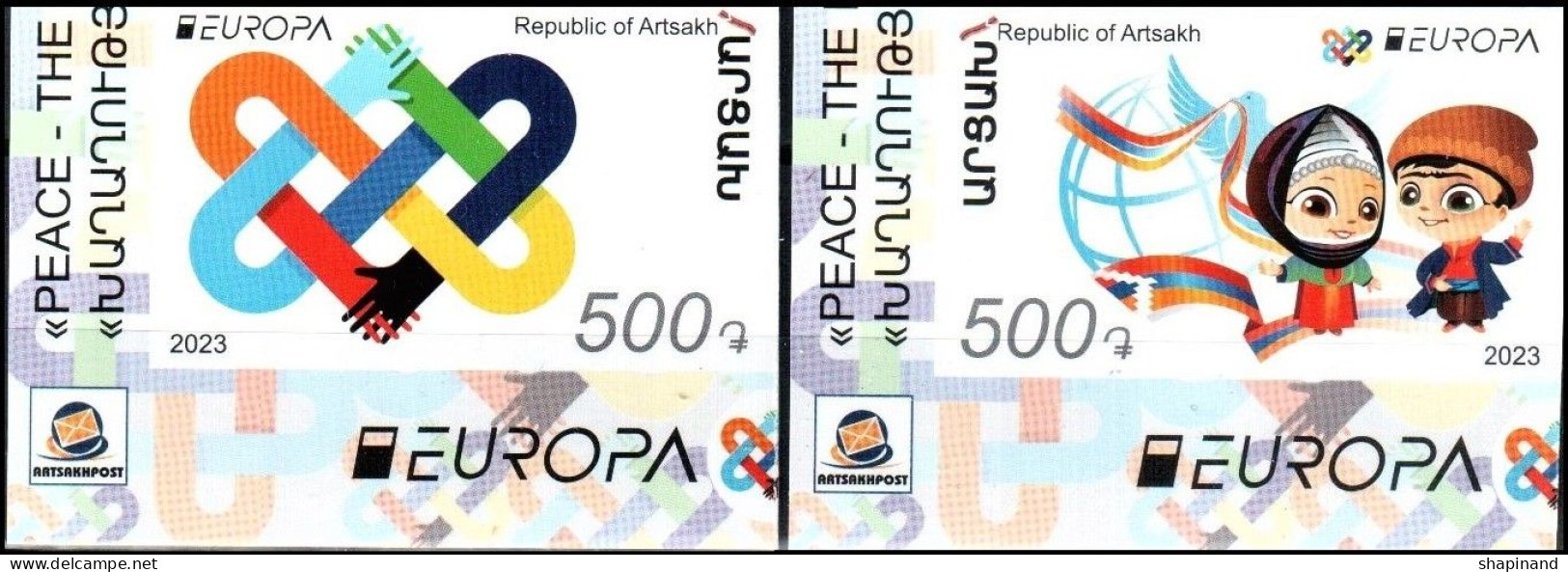 Artsakh 2023 "Europa CEPT "Peace - The Greatest Value Of Humanity." 2v (imperforated) Quality:100% - Armenien