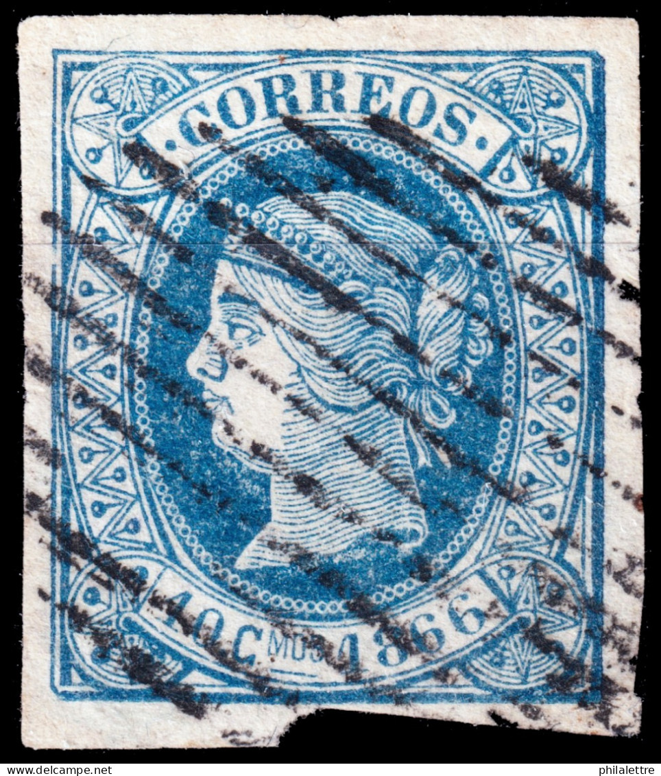 ESPAGNE / ESPAÑA - Antillas 1866 10c Azul - Usado Parilla 12 Lineas Negras - Cuba (1874-1898)