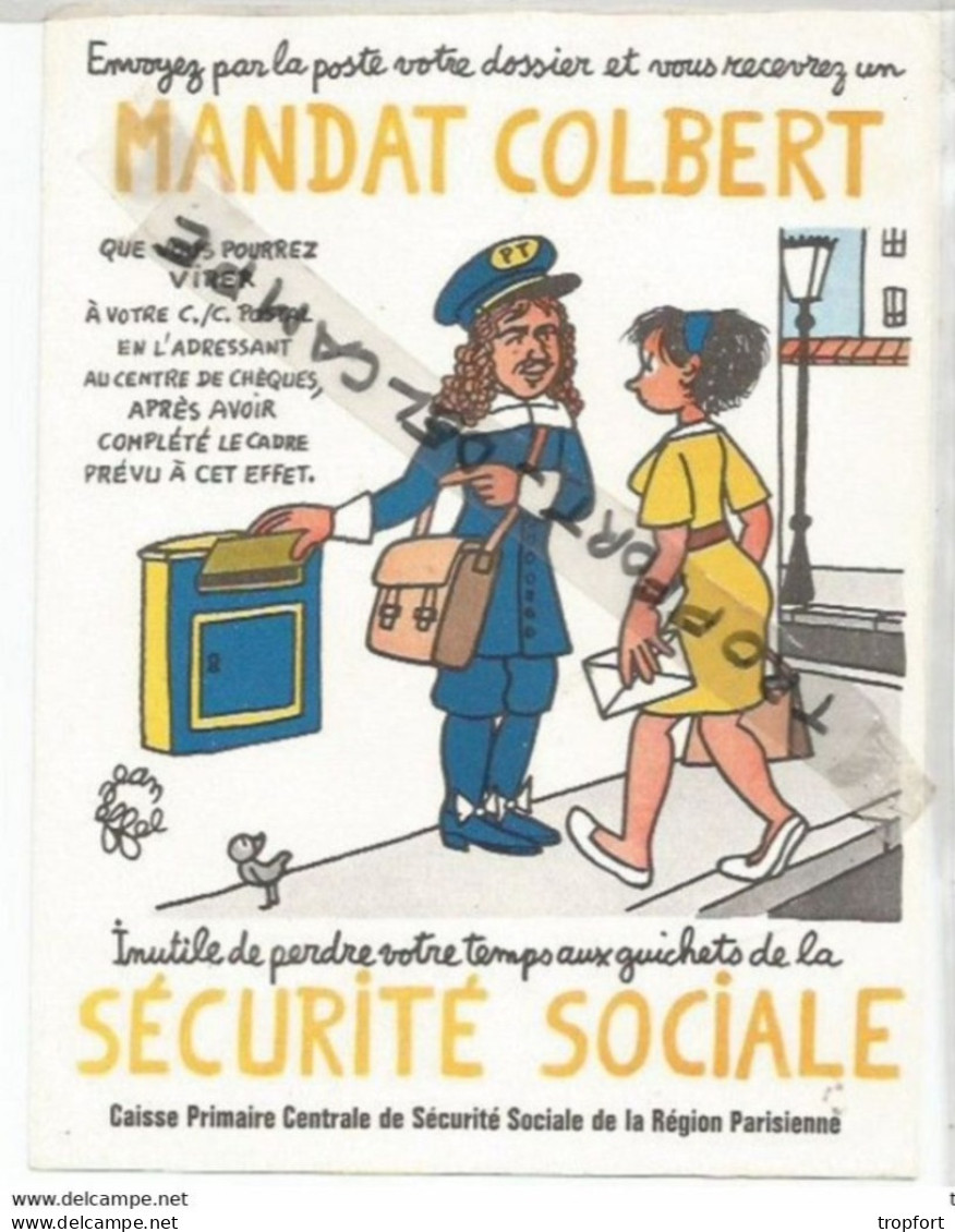 PO / RARE BUVARD ANCIEN MANDAT COLBERT  SECURITE SOCIALE  DESSIN DE JEAN EFFEL  LA POSTE / PT - S