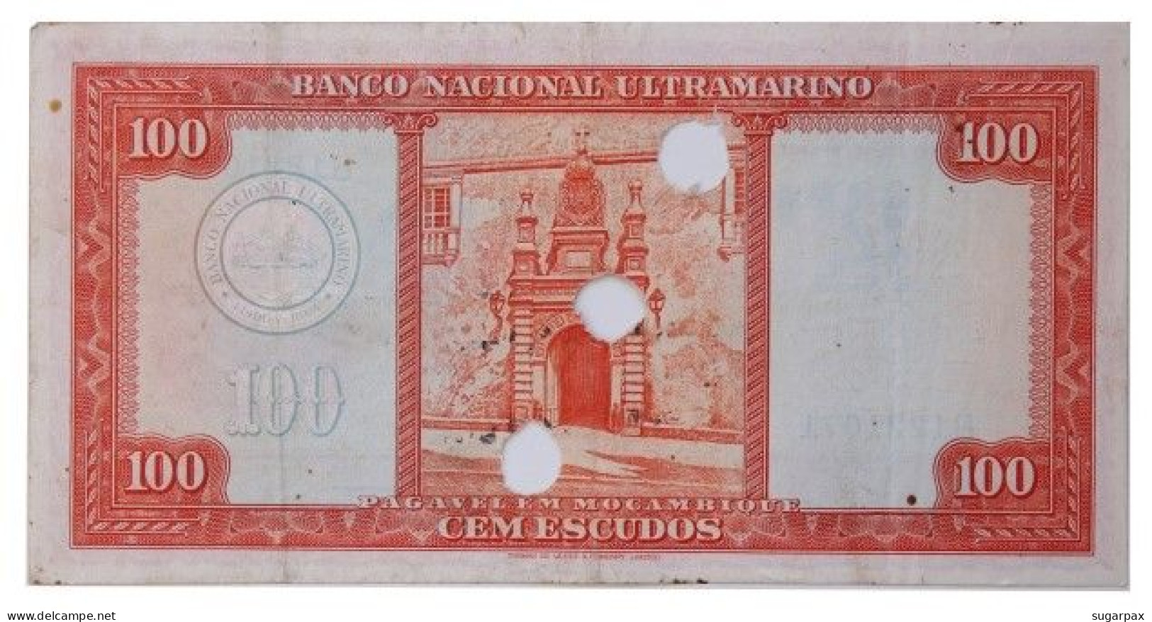 Mozambique - 100 Escudos - 24.07.1958 - Pick 107 - Canceled With Three Holes - Banco Nacional Ultramarino - Mozambique