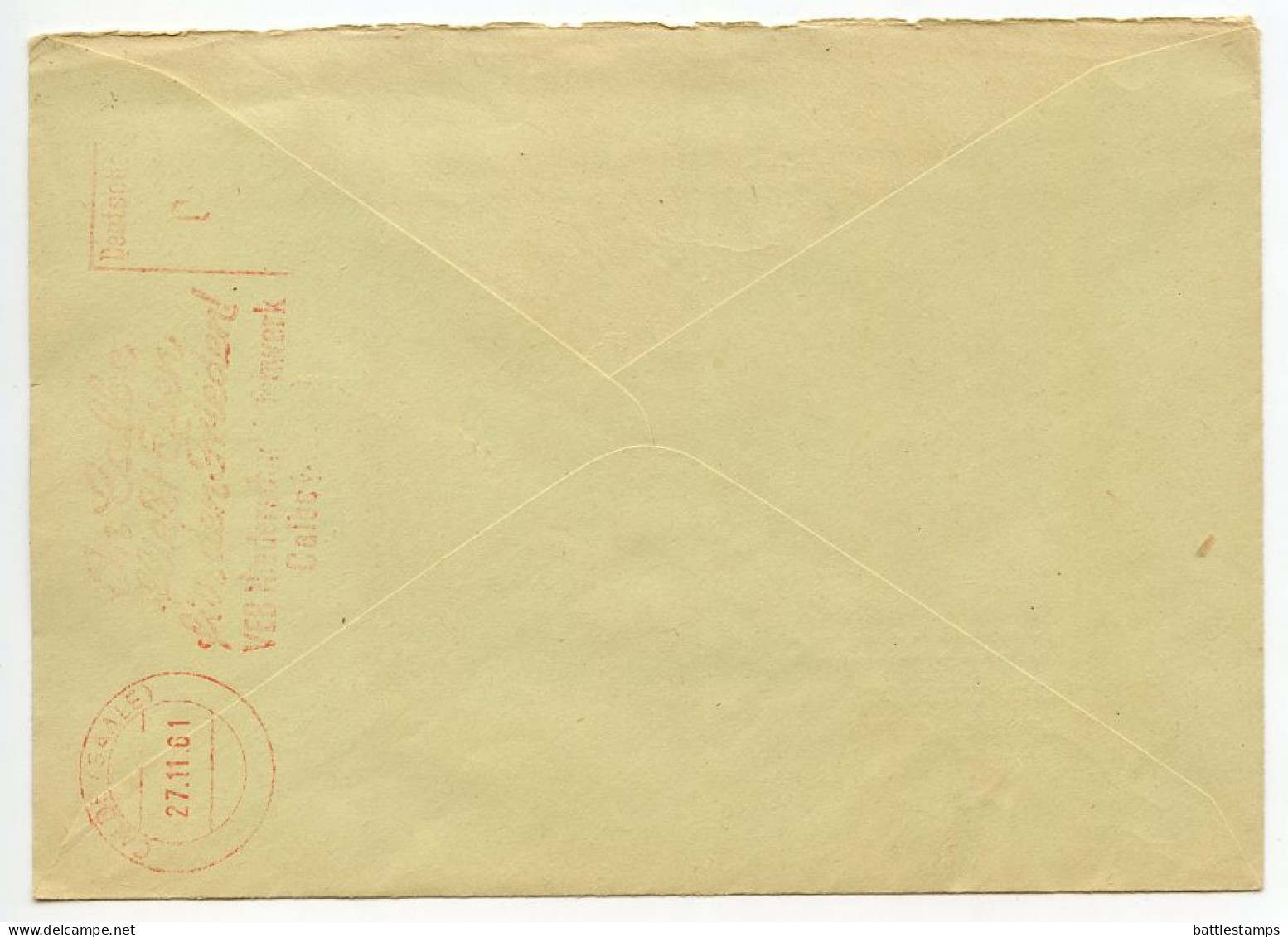 Germany, East 1961 Cover; Calbe (Saale) To Schönebeck (Elbe); 10pf. Machinists Stamp; Meter Slogan With Null Value - Lettres & Documents