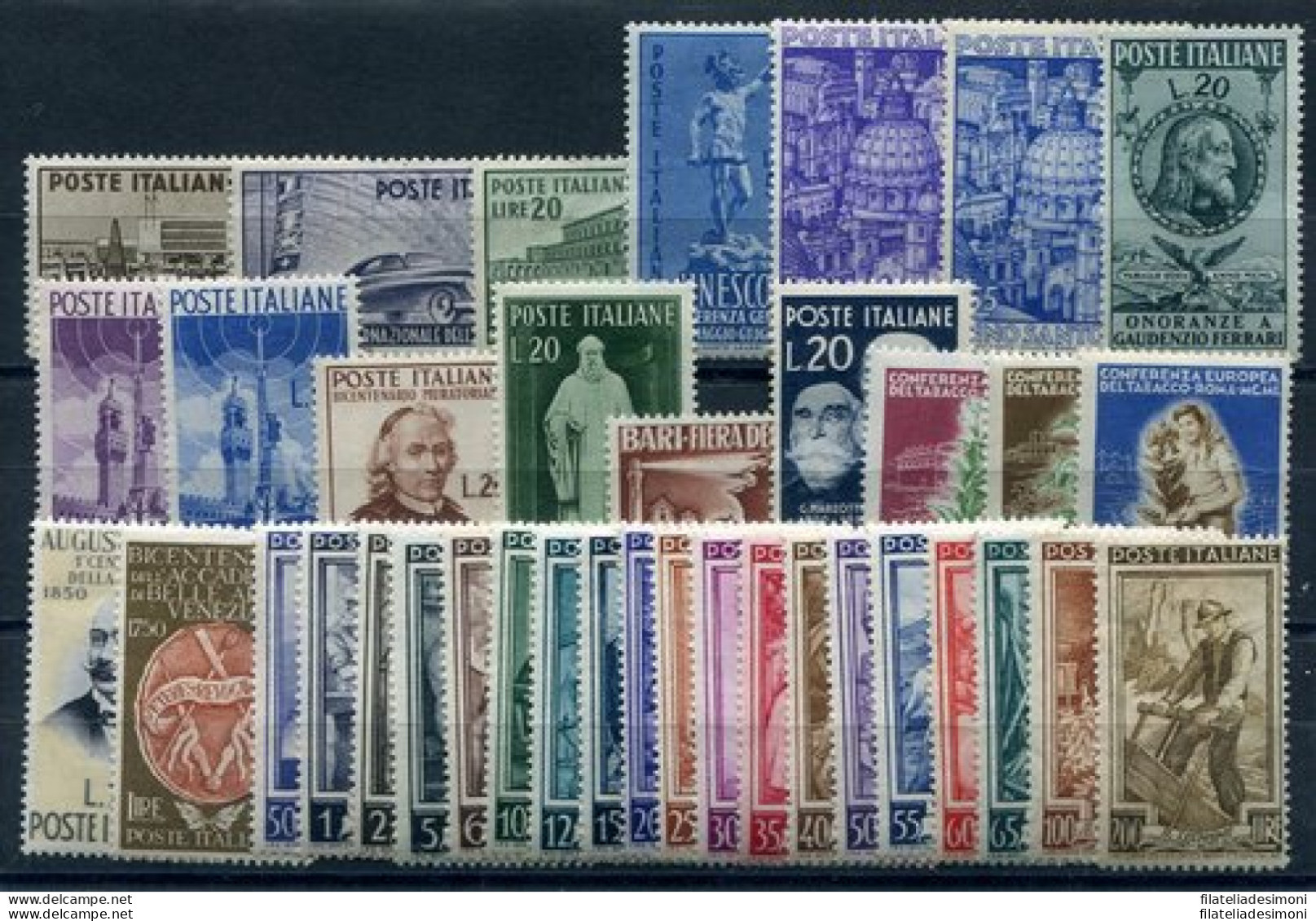 1950 Italia Repubblica, Annata Completa , Francobolli Nuovi , 37 Valori , MNH** - Annate Complete