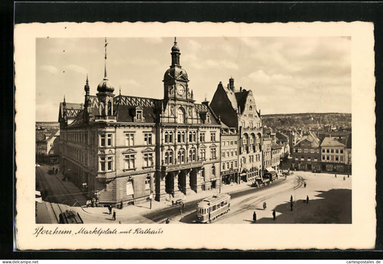 AK Pforzheim, Marktplatz Mit Rathaus Aus Der Vogelschau  - Pforzheim