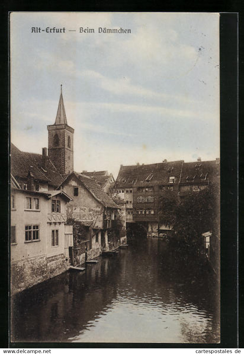 AK Alt-Erfurt, Beim Dämmchen, Blick Zur Kirche  - Erfurt