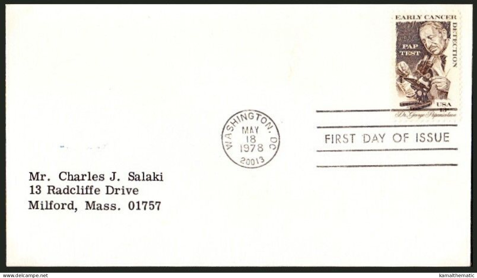 USA 1978 Used FDC, Medicine, Pap Test, Cancer Detection, Dr. George Papanicolaou - Maladies