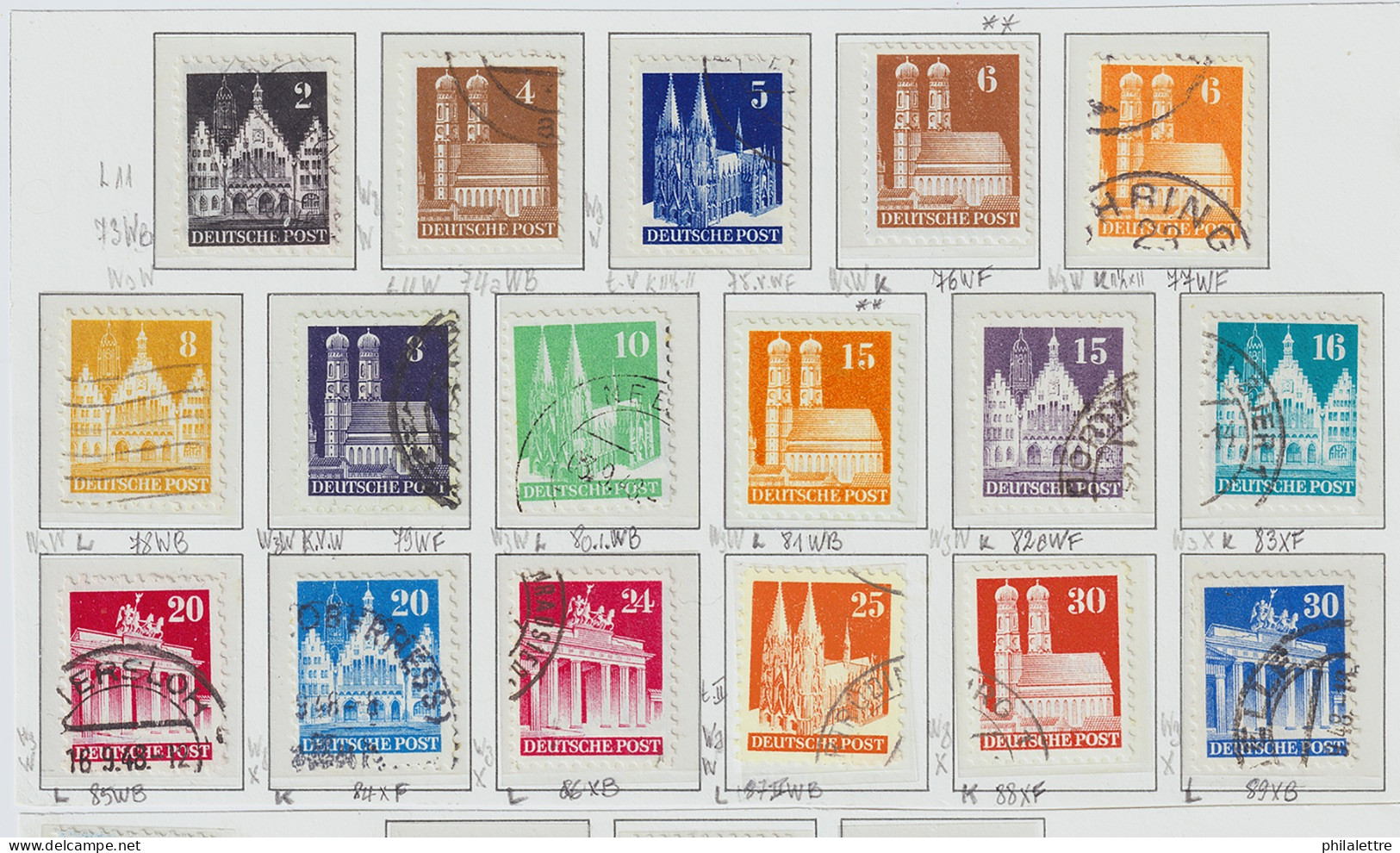 ALLEMAGNE / GERMANY (British/American Zone) 1949/52 Mint** & Used Buildings Series Selection - Very Fine - Mint