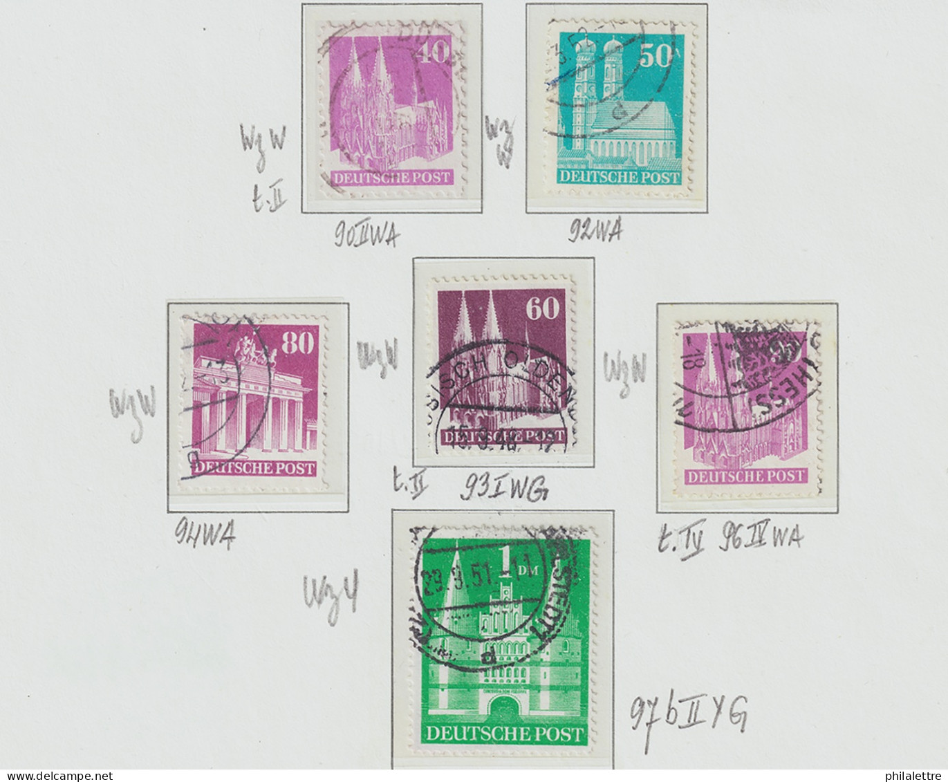 ALLEMAGNE / GERMANY (British/American Zone) 1949/52 Mint** & Used Buildings Series Selection - Very Fine