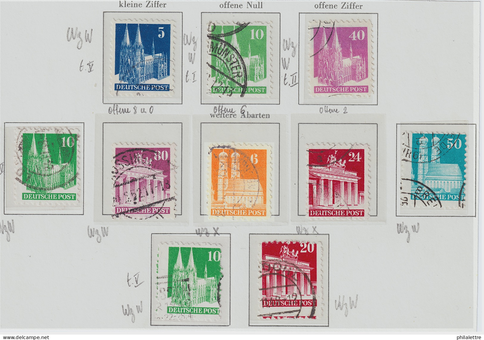 ALLEMAGNE / GERMANY (British/American Zone) 1949/52 Mint** & Used Buildings Series Selection - Very Fine