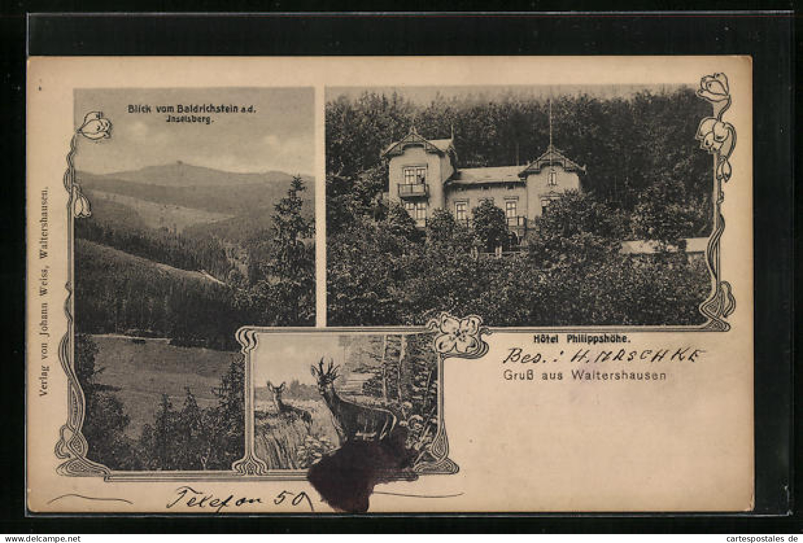 AK Waltershausen, Hotel Philippshöhe Mit Blick Vom Baldrichstein  - Waltershausen