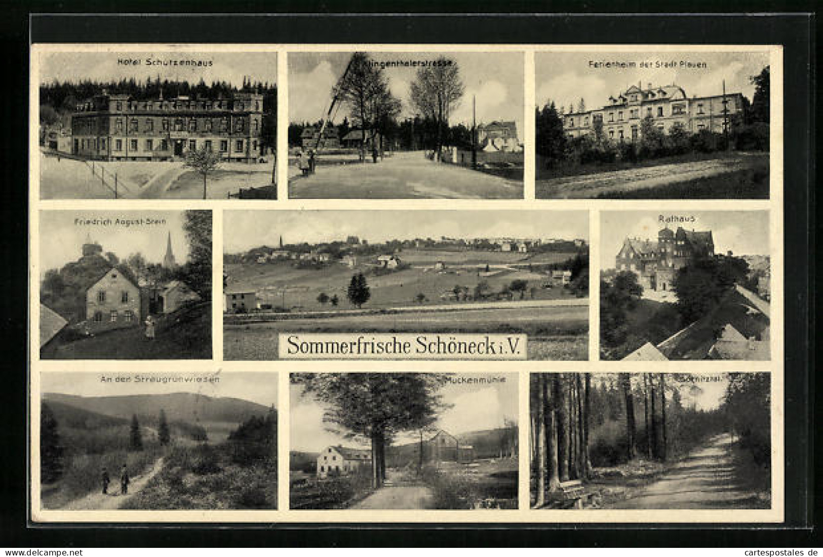 AK Schöneck I. V., Hotel Schützenhaus, Klingenthalerstrasse, Ferienheim Der Stadt Plauen  - Plauen