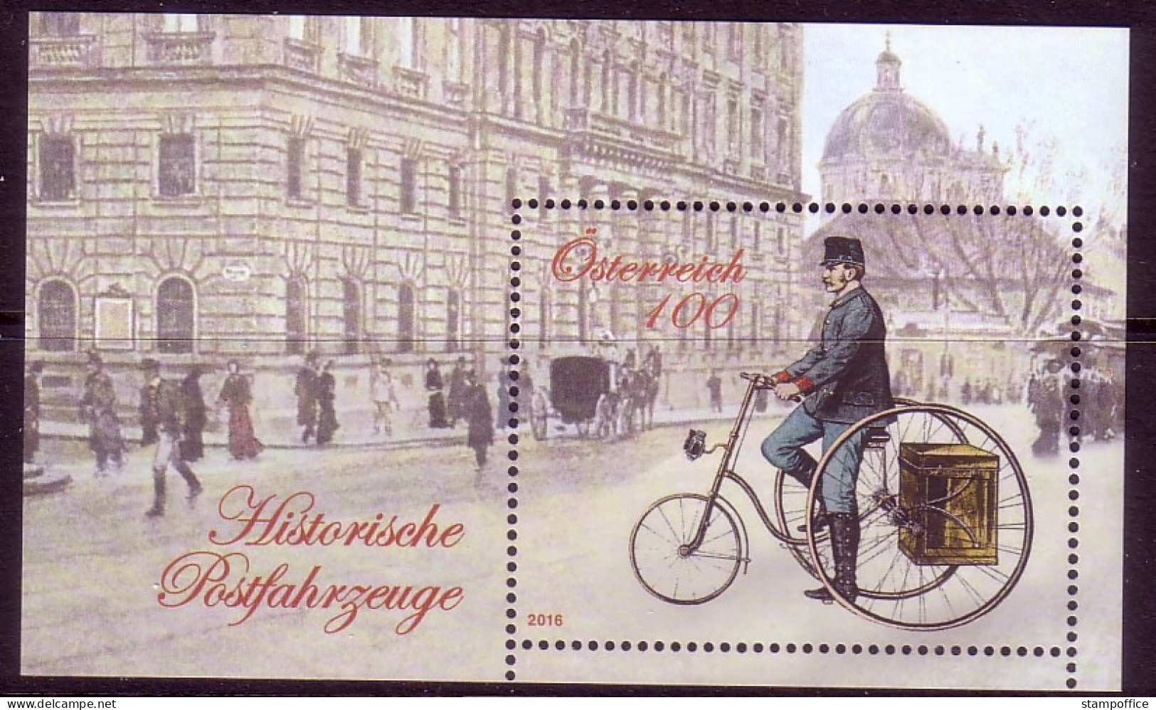 ÖSTERREICH BLOCK 90 POSTFRISCH(MINT) POSTFAHRZEUGE(IV) BRIEFEINSAMMLERFAHRRAD 2016 - Blocs & Feuillets