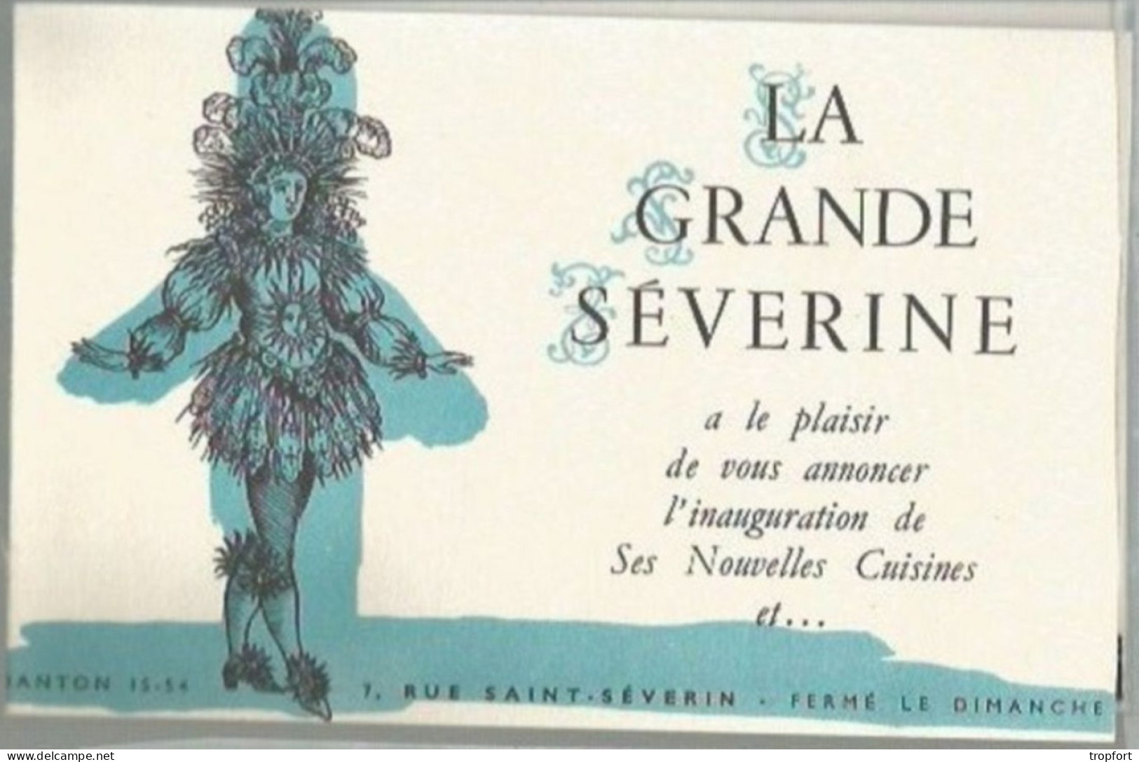 PO / CARTON DEPLIANT PUBLICITAIRE RESTAURANT  LA GRANDE SEVERINE  MENU Carte De Visite Cabaret Russe - Visiting Cards