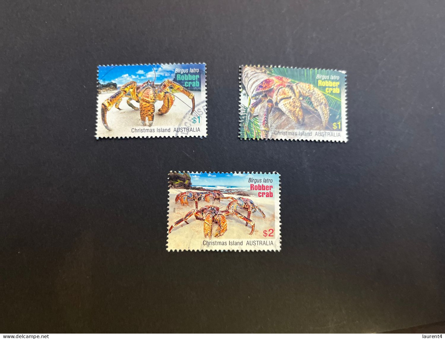 21-4-2024 (stamp) Australia Christmas Island (ued) 3 Shell Crabs Stamps / Crabes - Christmas Island