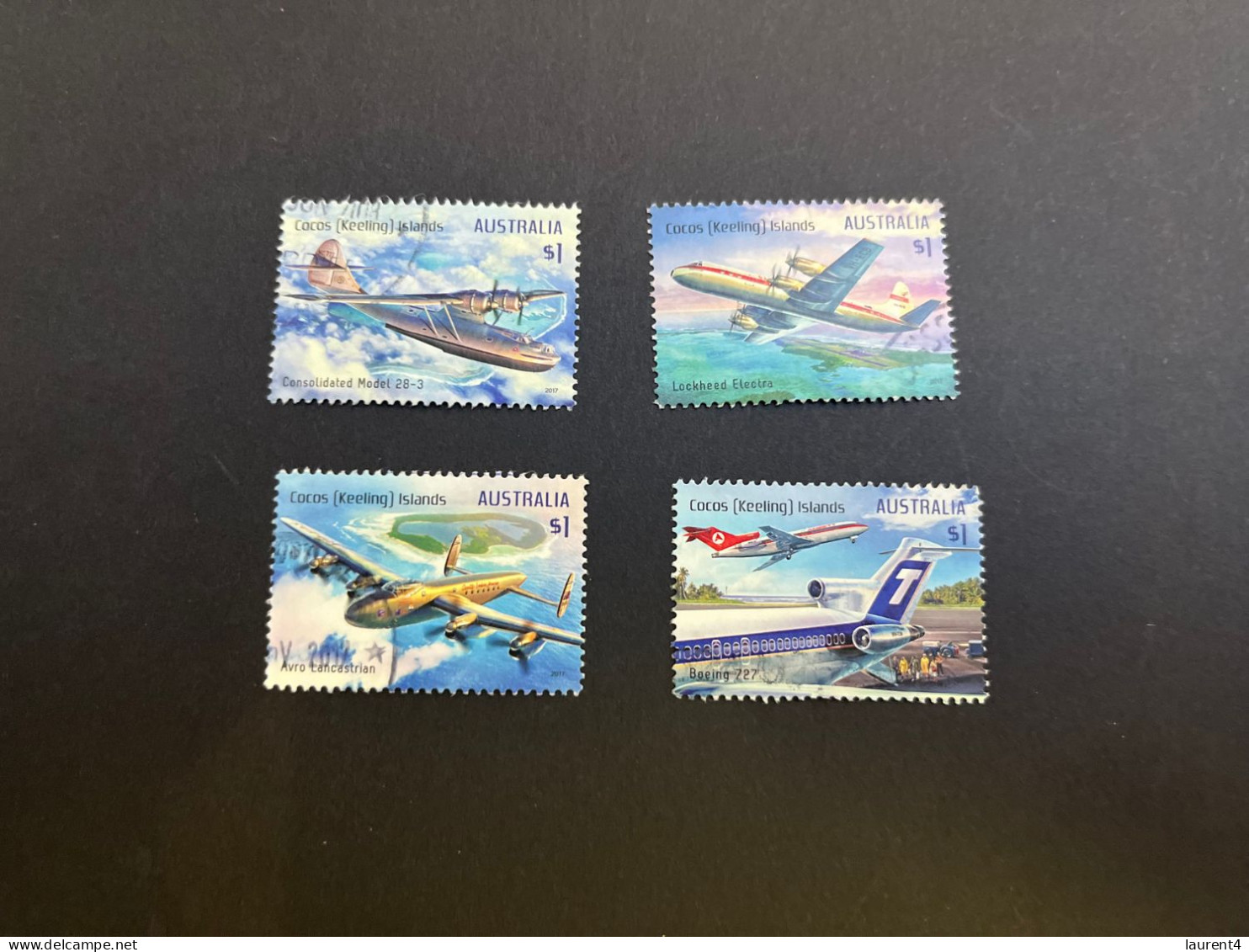 21-4-2024 (stamp) Australia Cocos Keeling Island (ued) 4 Aviation (QANTAS) Stamps - Isole Cocos (Keeling)