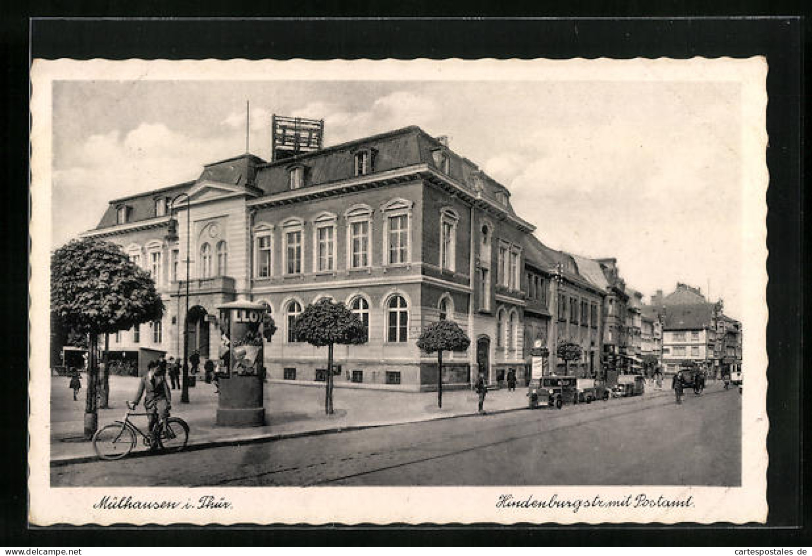 AK Mühlhausen I. Thür., Hindenburgstrasse Mit Postamt  - Muehlhausen