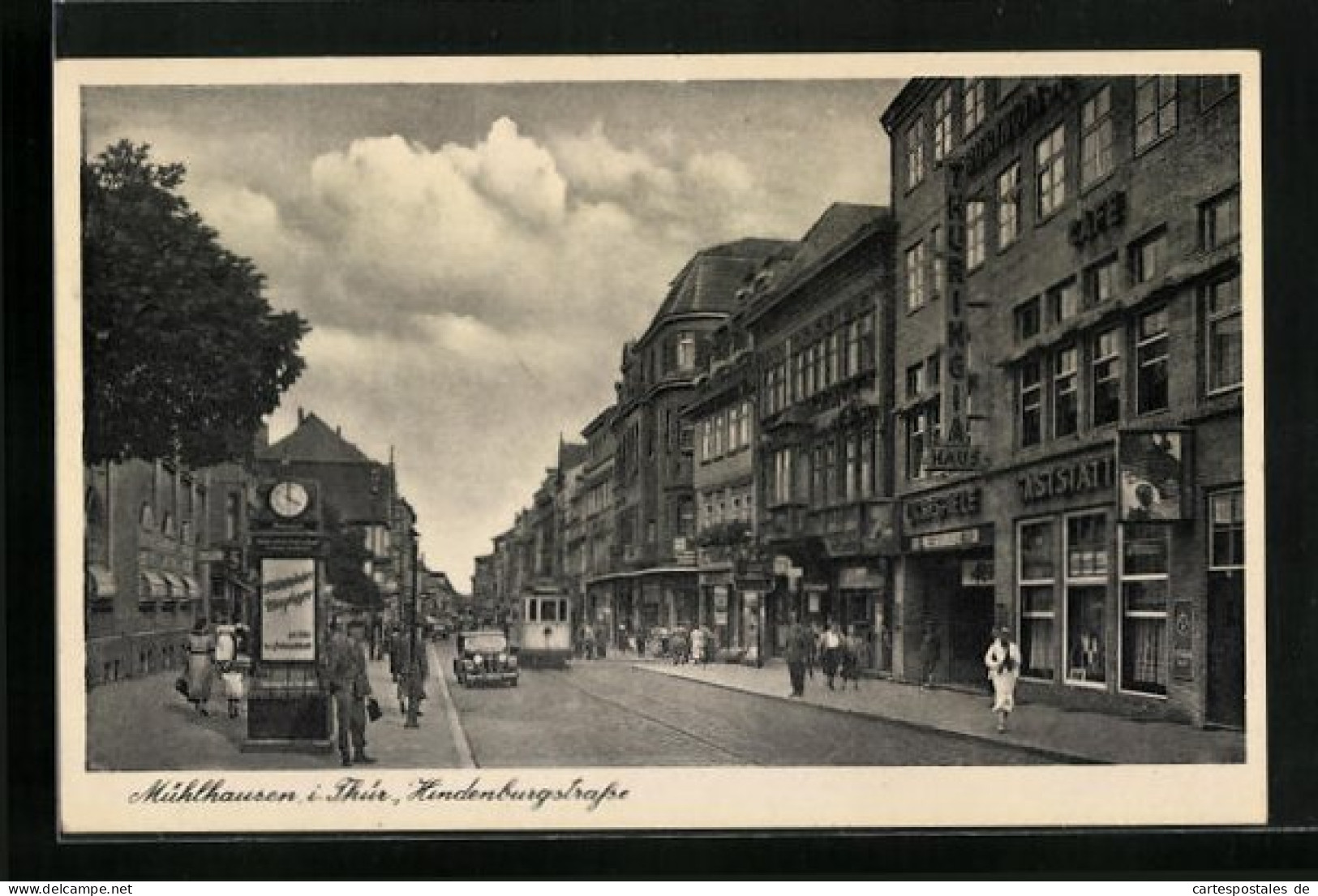 AK Mühlhausen I. Thür., Hindenburgstrasse Mit Gaststätte  - Mühlhausen