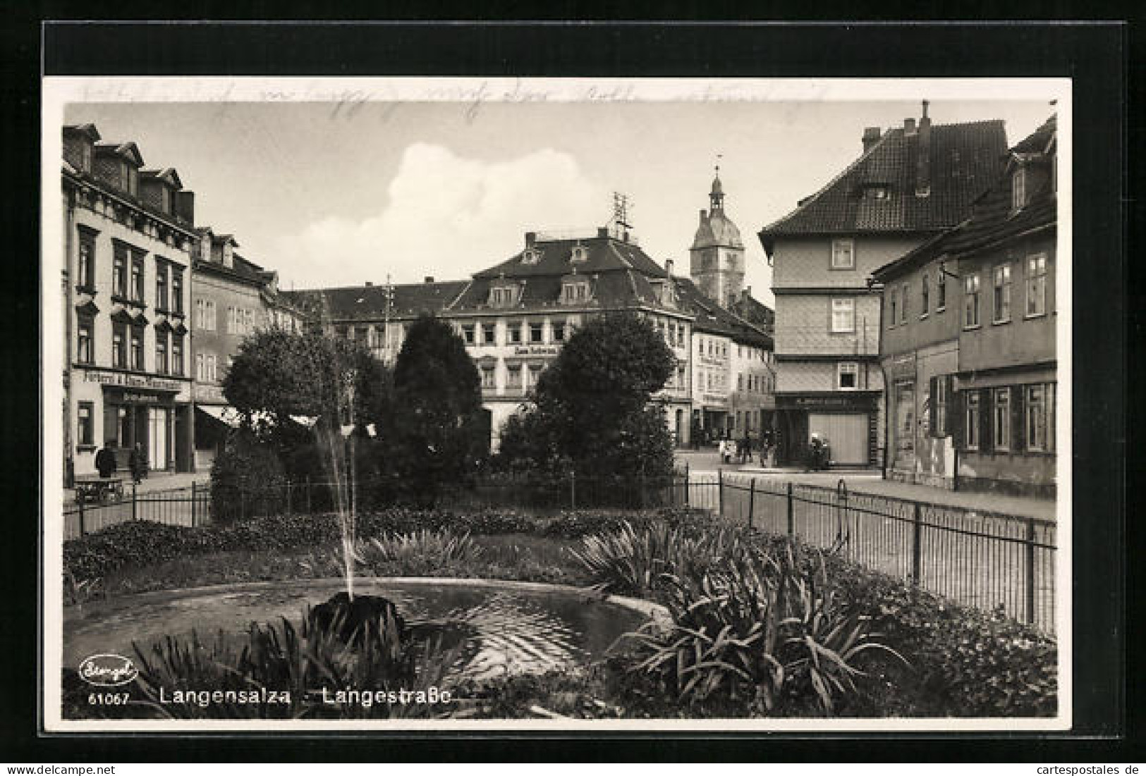 AK Langensalza, Langestrasse Mit Gasthaus Zum Schwan, Geschäften Und Brunnen  - Bad Langensalza