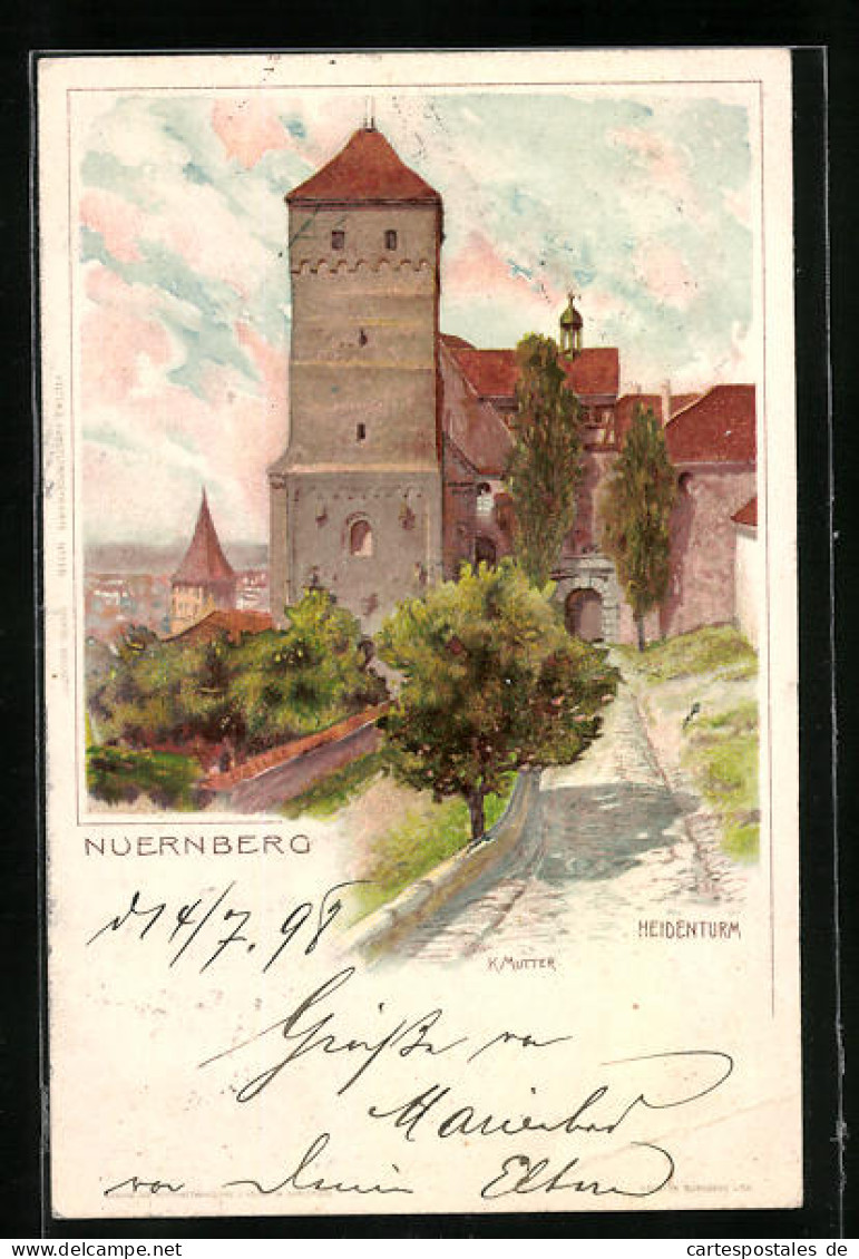 Künstler-AK Karl Mutter: Nürnberg, Heidenturm  - Mutter, K.
