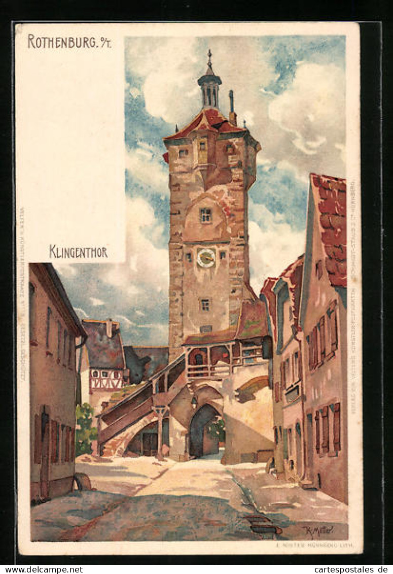 Künstler-AK Karl Mutter: Rothenburg O. T., Klingenthor  - Mutter, K.