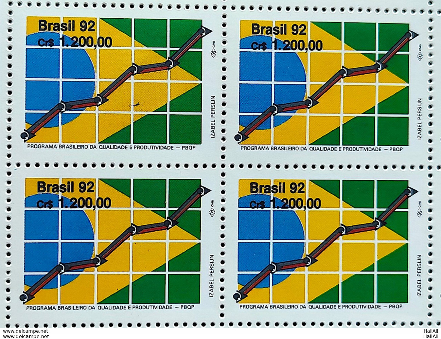 C 1824 Brazil Stamp Quality And Productivity Program Flag 1992 Block Of 4 - Ungebraucht