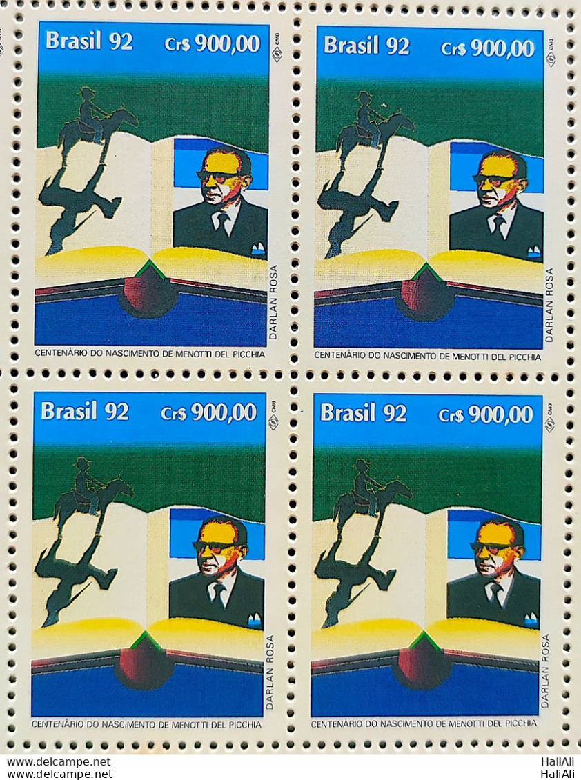 C 1820 Stamp Day Of The Book Literature Menotti Del Pecchia 1992 Block Of 4 - Ungebraucht