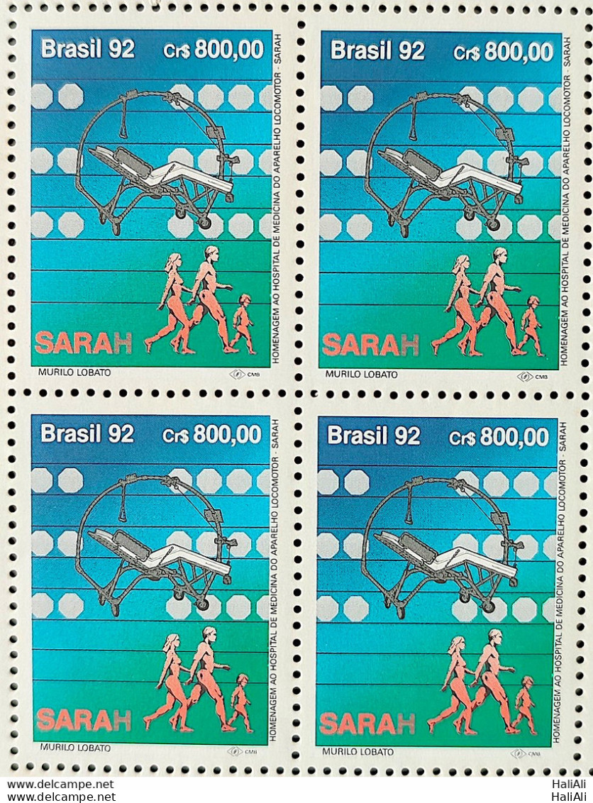 C 1819 Brazil Stamp Sarah Kubitschek Hospital Saude 1992 Block Of 4 - Ungebraucht