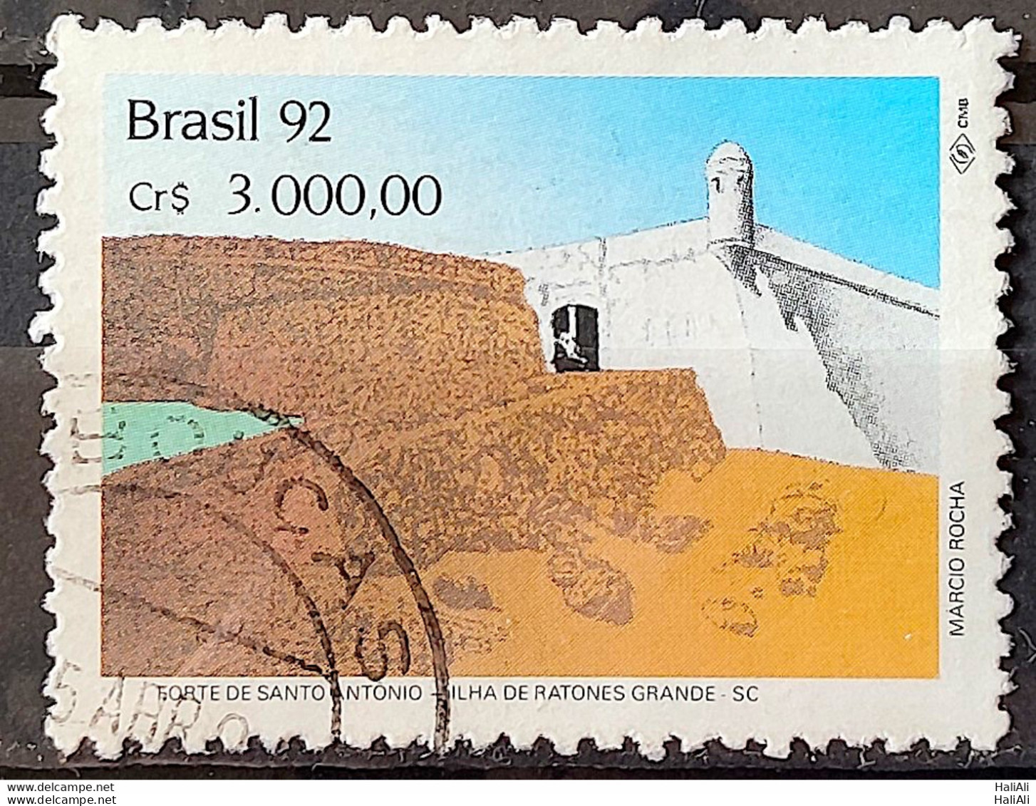C 1816 Brazil Stamp Strong Military Architecture Big Ratone Island SC 1992 Circulated 1 - Used Stamps