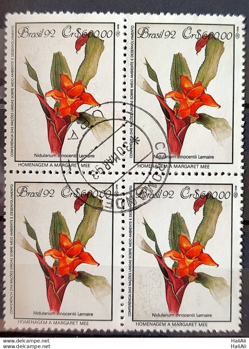 C 1805 Brazil Stamp Conference Environment Mata Atlantica Margaret Mee Nidularium 1992 Block Of 4 Circulated 3 Blumenau - Usati