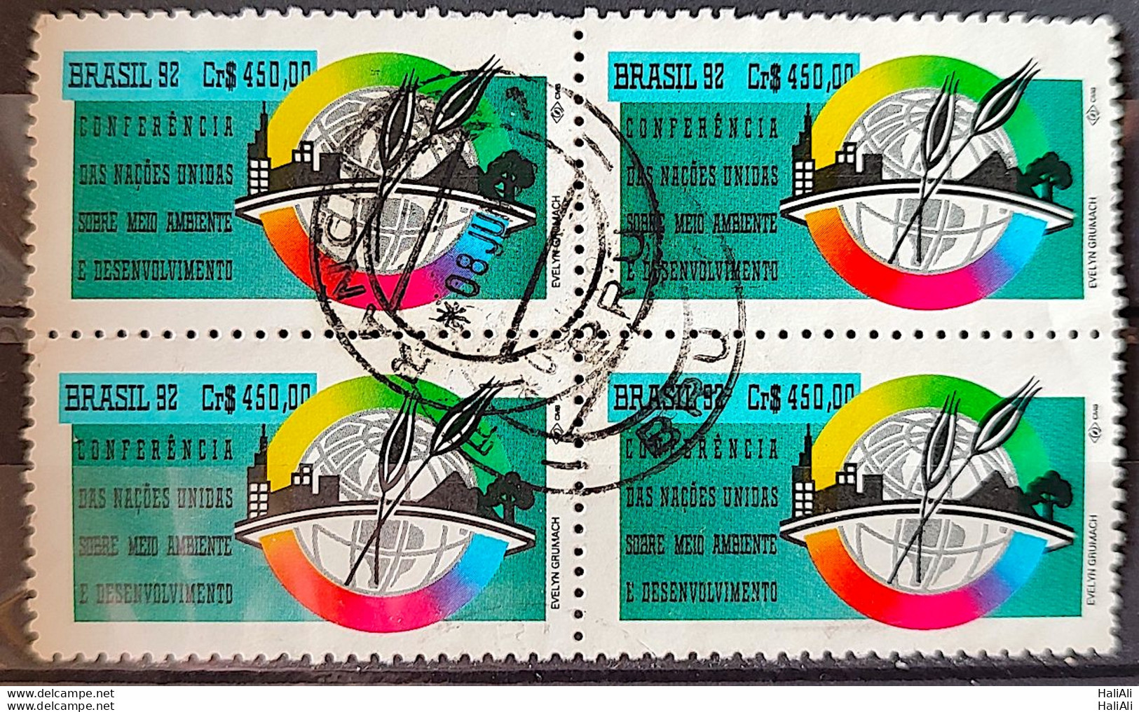 C 1799 Brazil Stamp Conference Eco 92 Rio De Janeiro Environment 1992 Block Of 4 Circulated 2 - Gebruikt