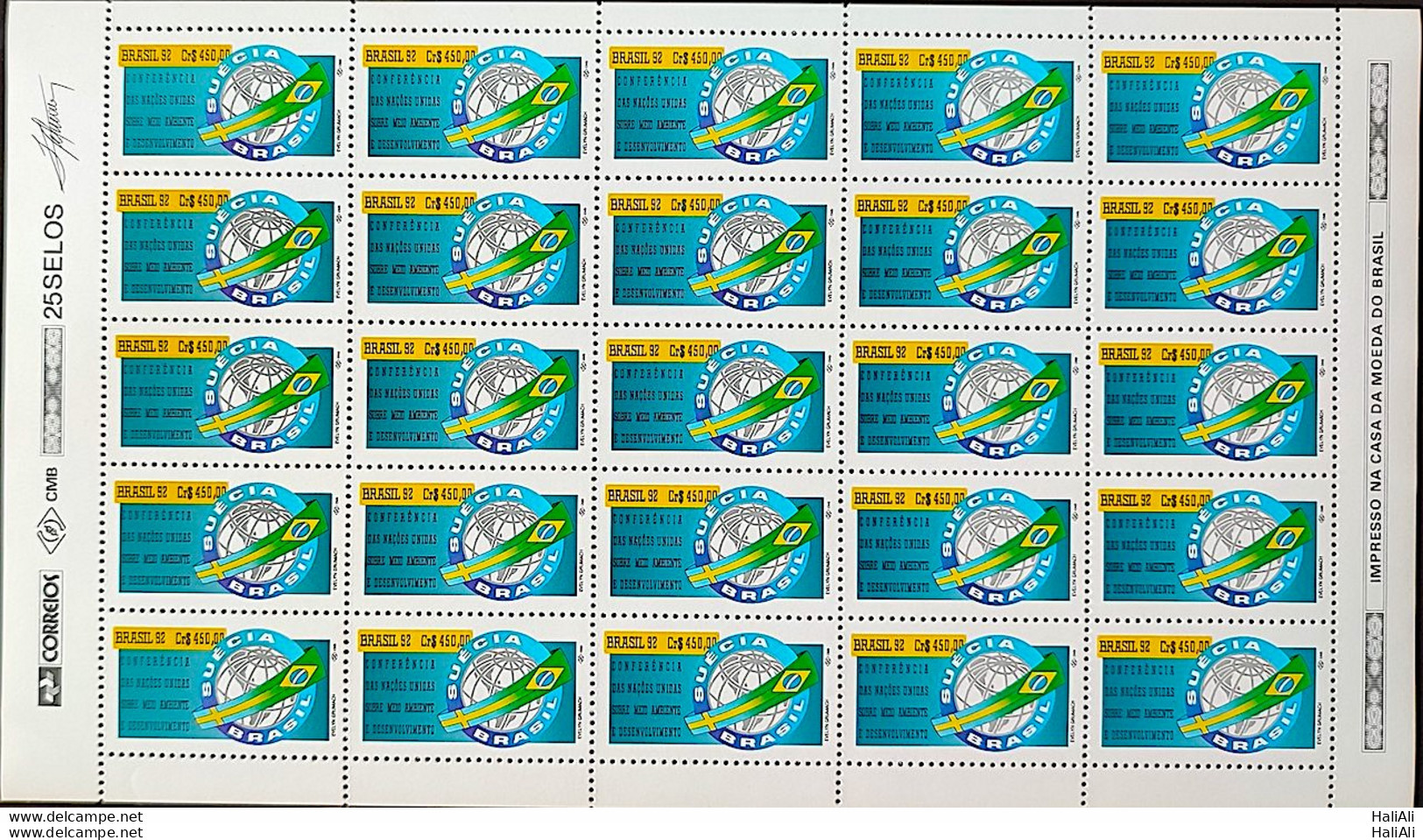 C 1798 Brazil Stamp Conference Eco 92 Rio De Janeiro Sweden Flag Environment 1992 Sheet - Unused Stamps