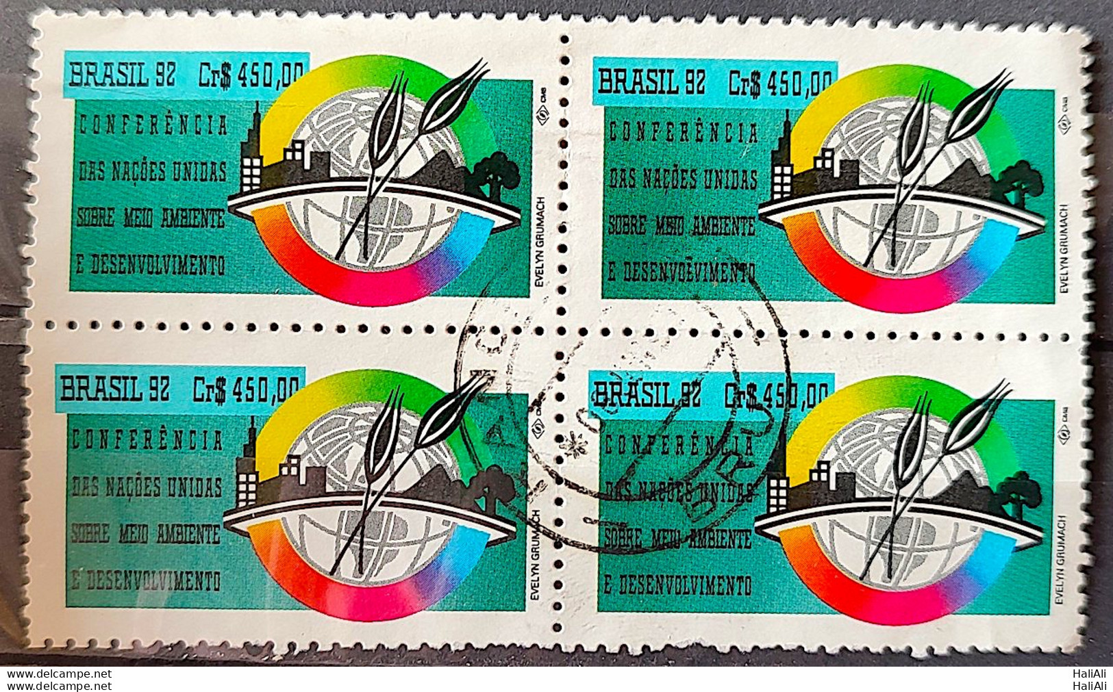 C 1799 Brazil Stamp Conference Eco 92 Rio De Janeiro Environment 1992 Block Of 4 Circulated 1 - Usados
