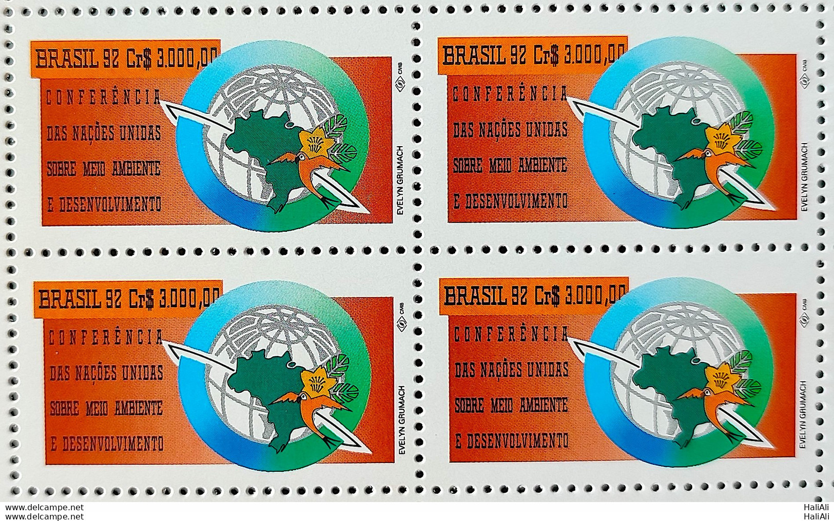 C 1798 Brazil Stamp Conference Eco 92 Rio De Janeiro Sweden Flag Environment 1992 Block Of 4 Complete Series - Ungebraucht