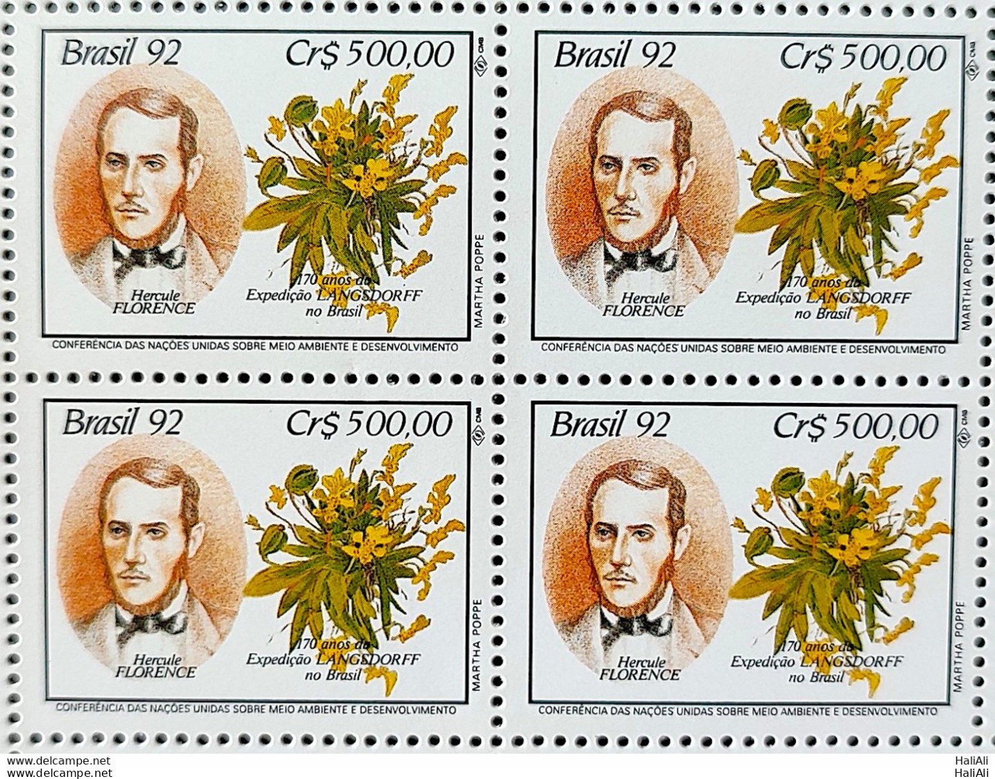 C 1794 Brazil Stamp Expedition Longsdorff Environment Florence Flora 1992 Block Of 4 - Unused Stamps