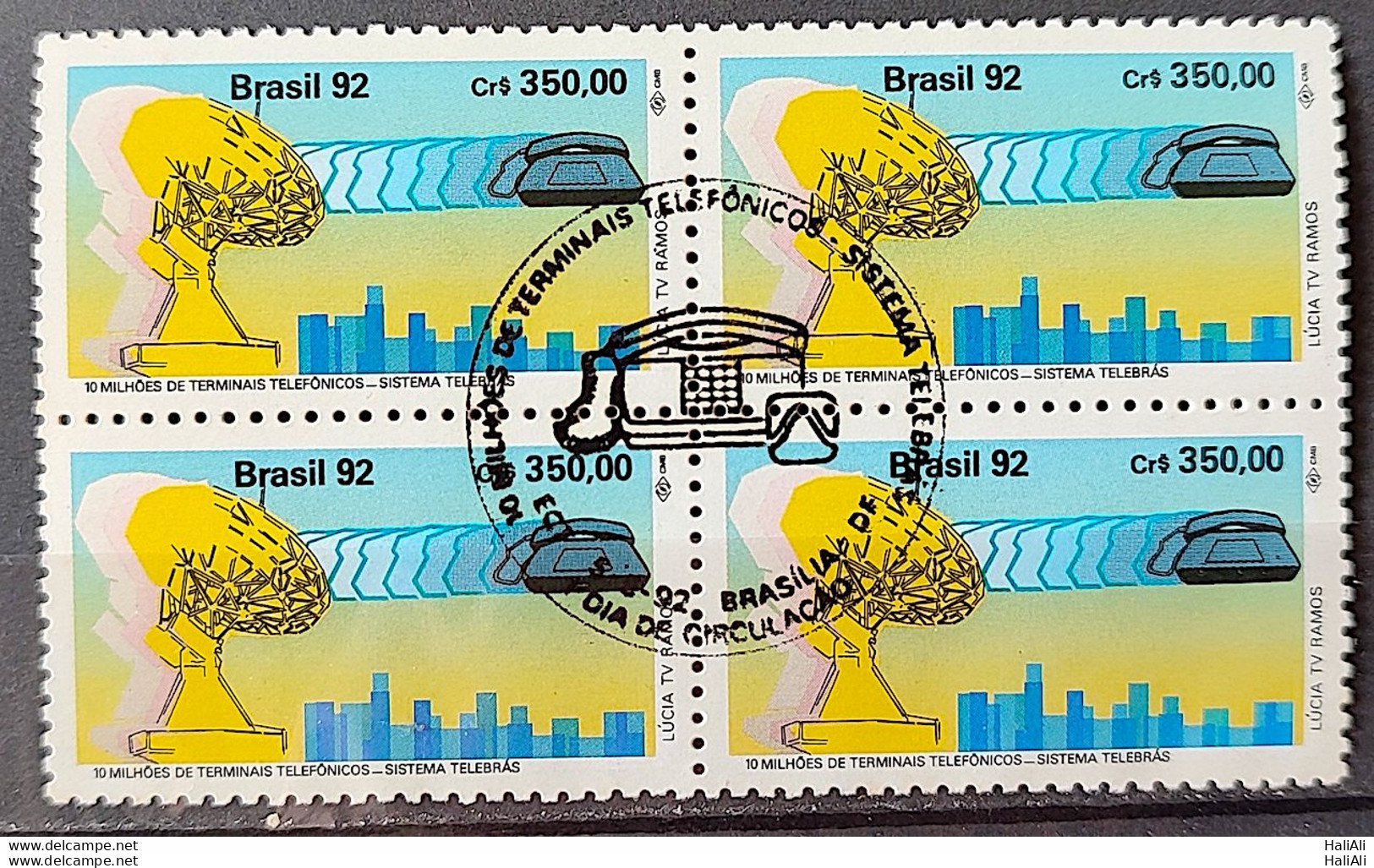 C 1790 Brazil Stamp Phone Telephone Communication System 1992 Block Of 4 CBC Brasilia 2 - Unused Stamps