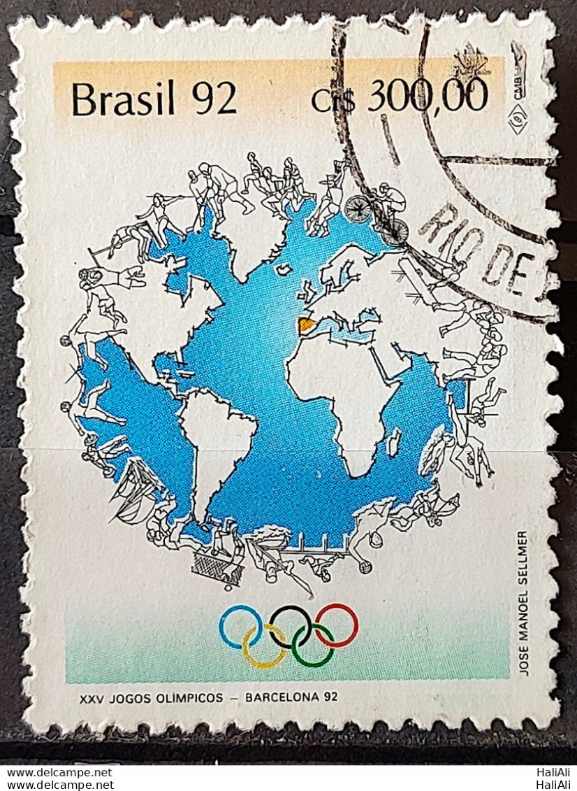 C 1786 Brazil Stamp Olympics Of Barcelona Spain Sport Map 1992 Circulated 2 - Usados