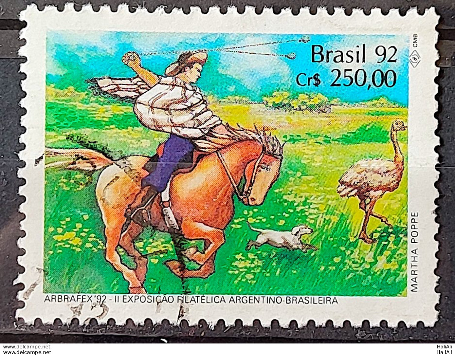 C 1780 Brazil Stamp Arbrafex Argentina Custom Gauchos Horse 1992 Circulated 6 - Usati