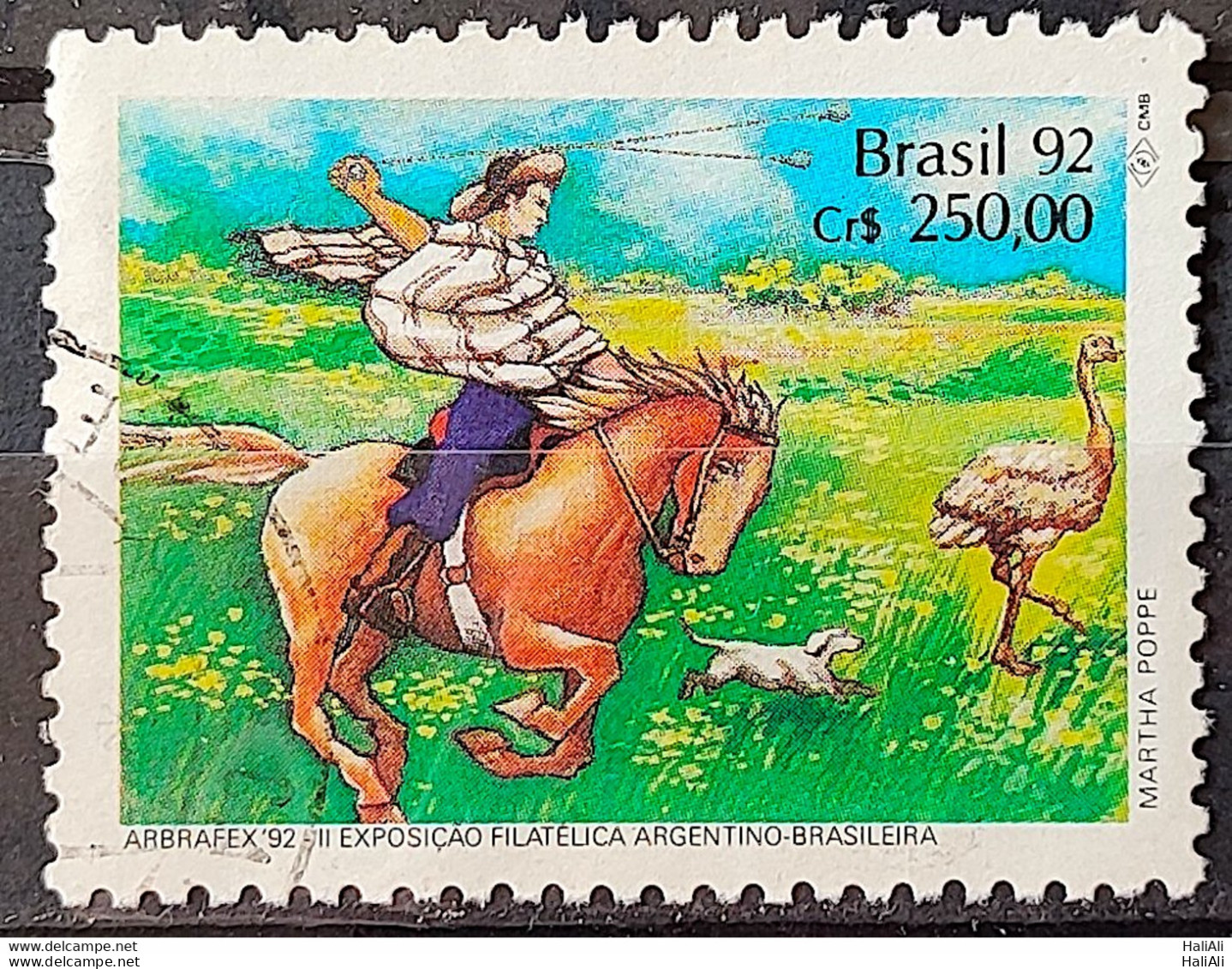 C 1780 Brazil Stamp Arbrafex Argentina Custom Gauchos Horse 1992 Circulated 10 - Oblitérés