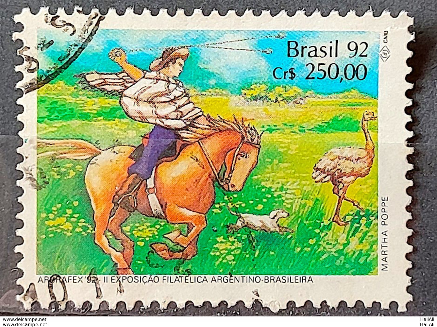 C 1780 Brazil Stamp Arbrafex Argentina Custom Gauchos Horse 1992 Circulated 4 - Oblitérés