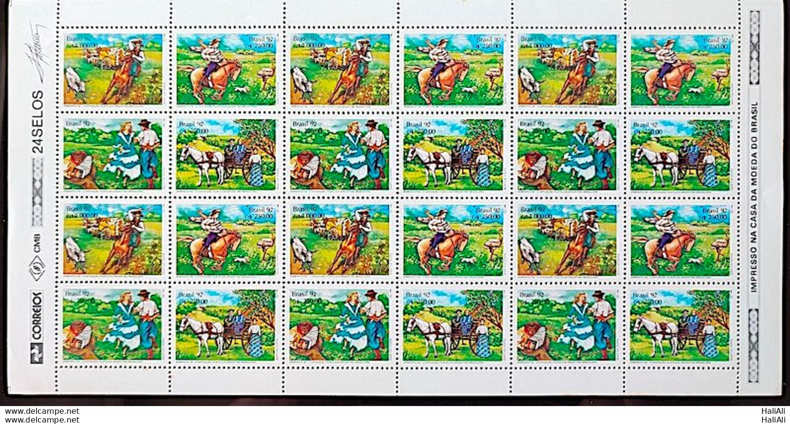 C 1778 Brazil Stamp Arbrafex Argentina Costumes Gauchos Music Gaita 1992 Sheet - Unused Stamps