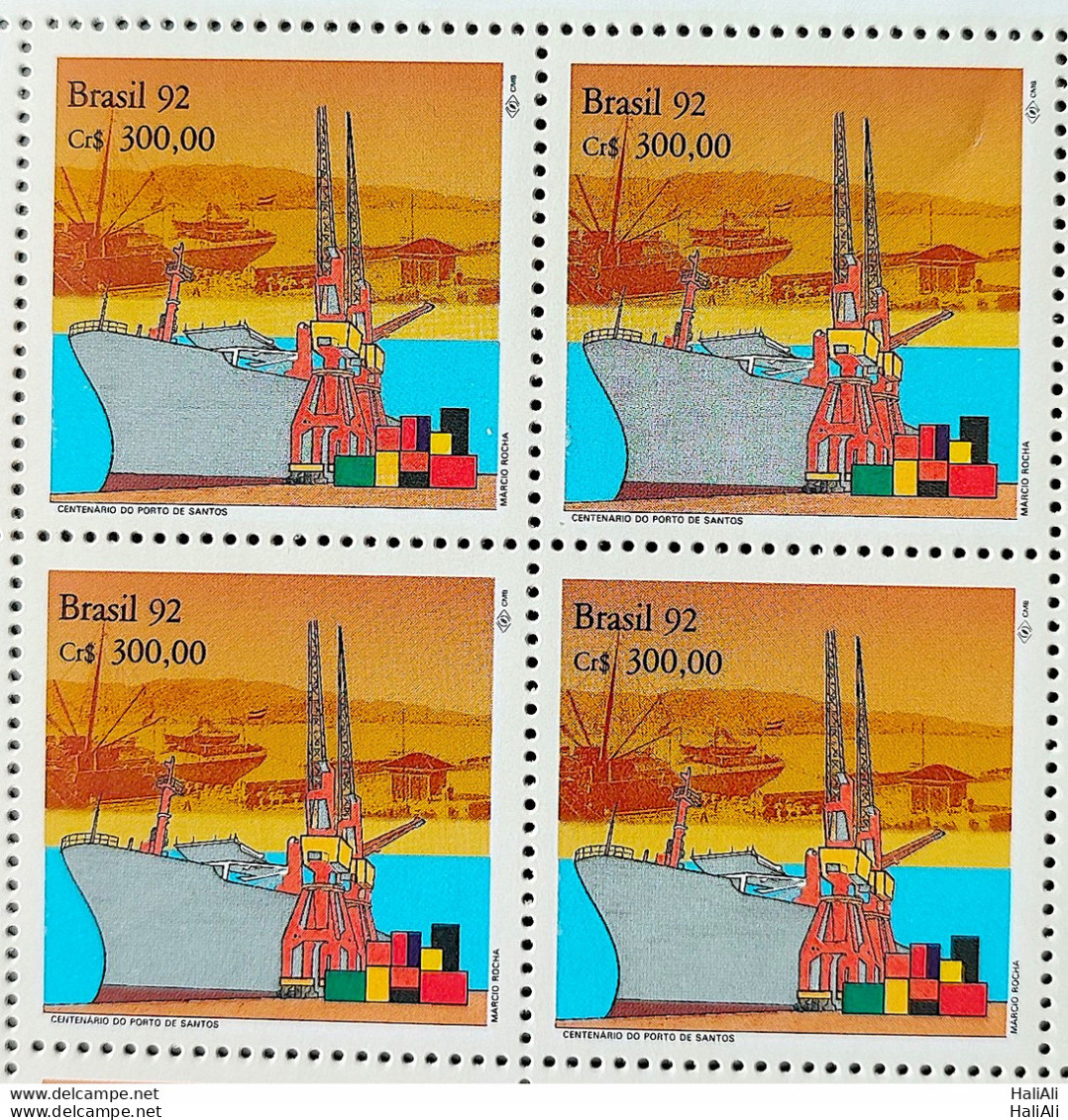 C 1775 Brazil Stamp 100 Years Port Of Santos Ship Economy 1992 Block Of 4 - Nuovi