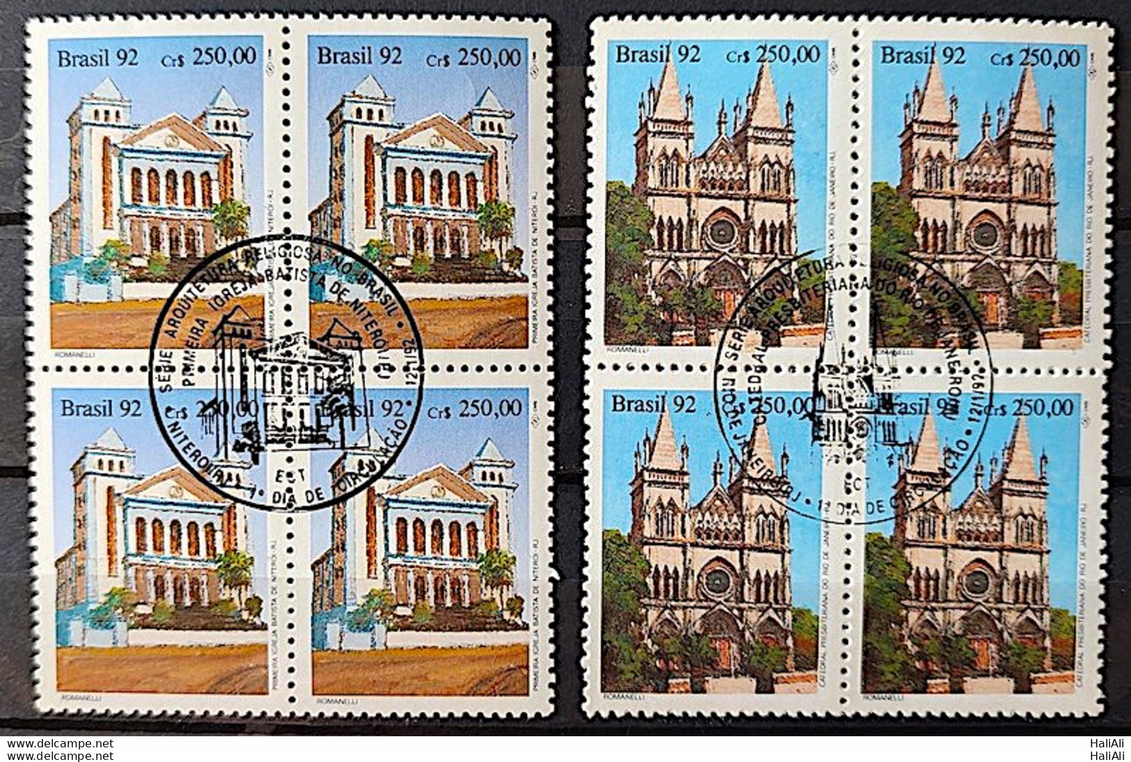 C 1771 Brazil Stamp Religious Architecture Presbyterian Church And Baptist 1992 Block Of 4 CBC RJ Complete Series - Nuovi