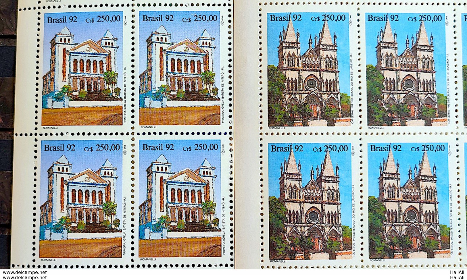 C 1771 Brazil Stamp Religious Architecture Church 1992 Block Of 4 Complete Series - Unused Stamps
