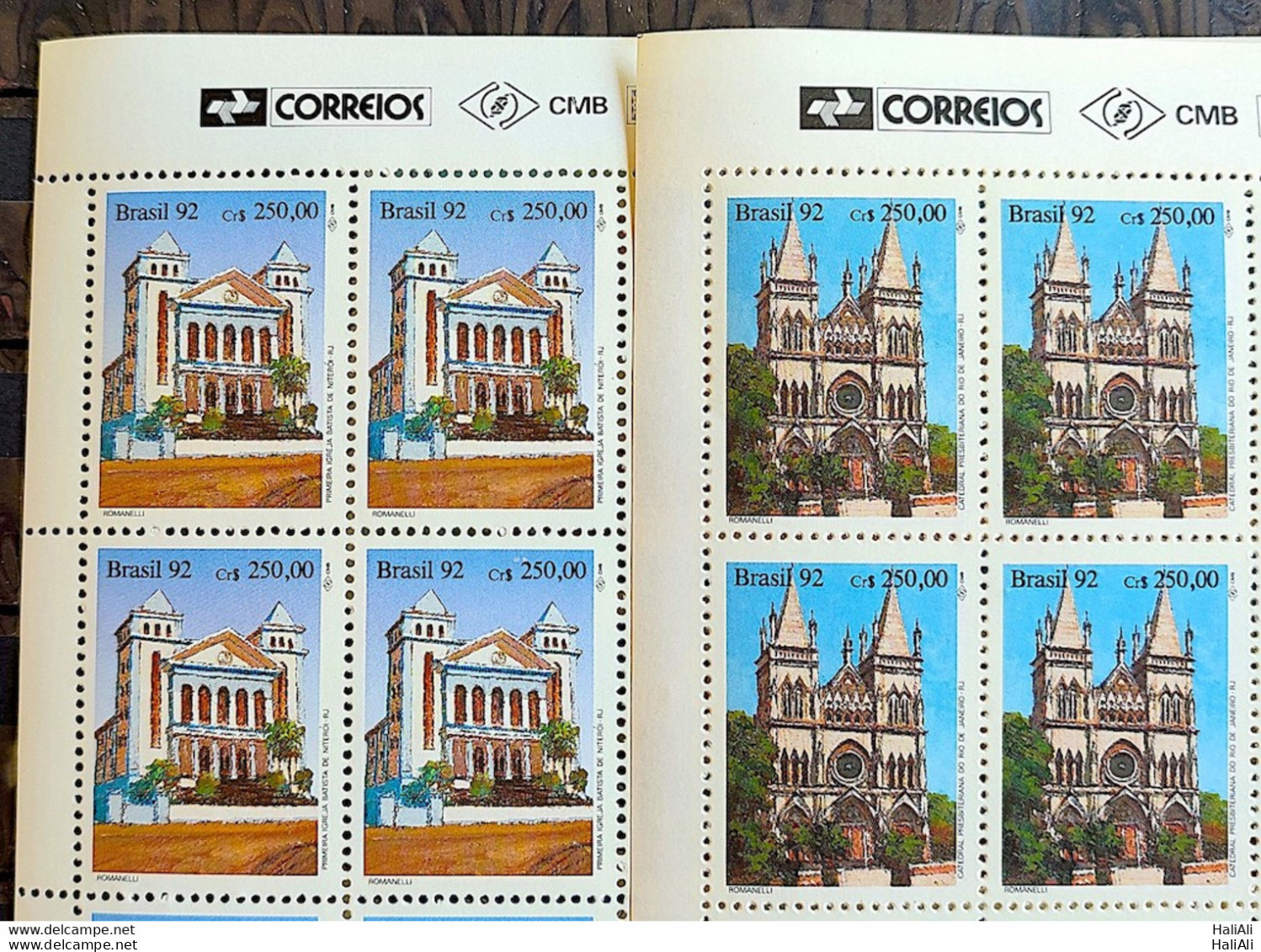 C 1771 Brazil Stamp Religious Architecture Church 1992 Block Of 4 Complete Series Vignette Correios - Unused Stamps