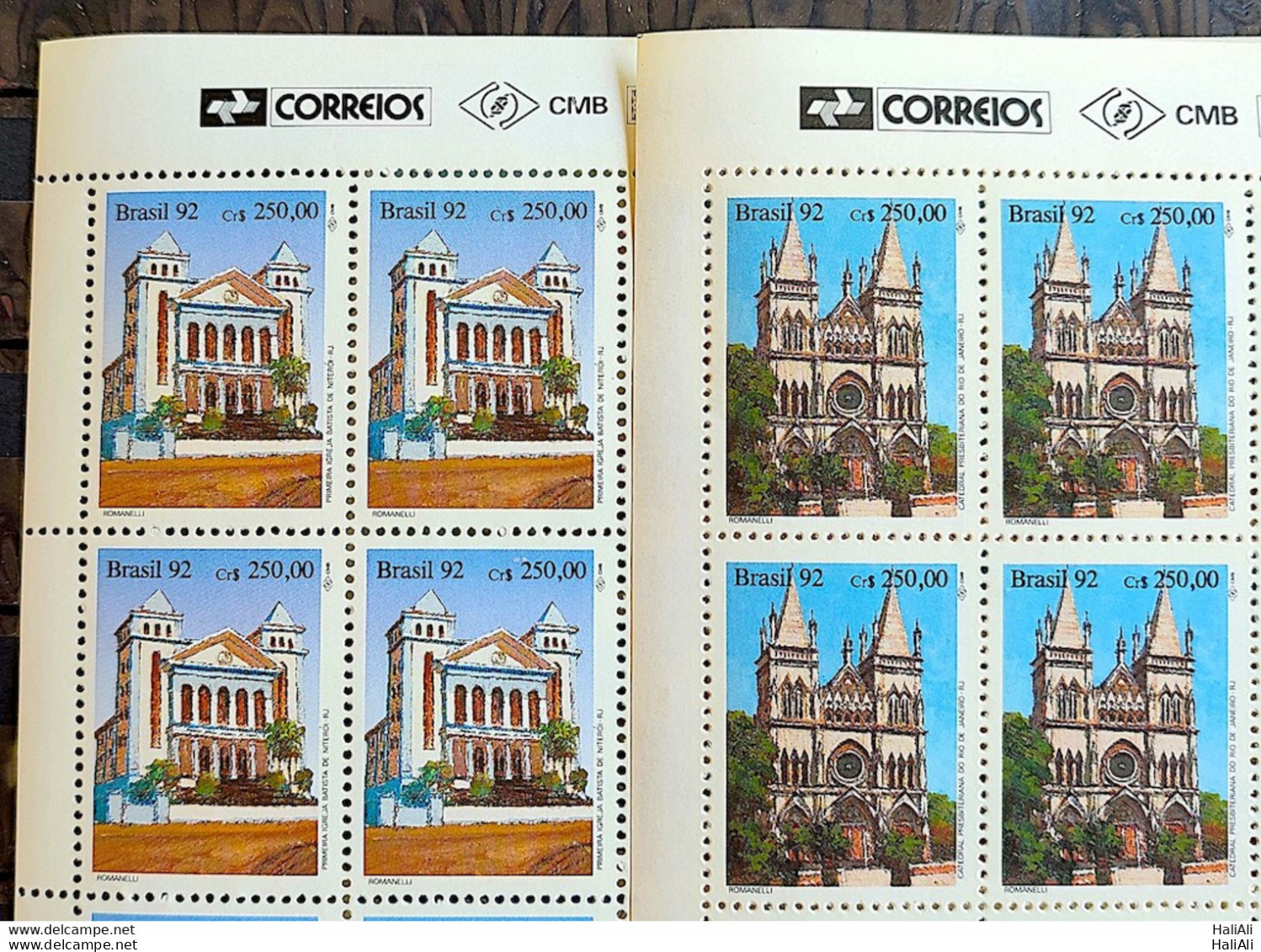 C 1771 Brazil Stamp Religious Architecture Church 1992 Block Of 4 Complete Series Vignette Correios - Nuovi