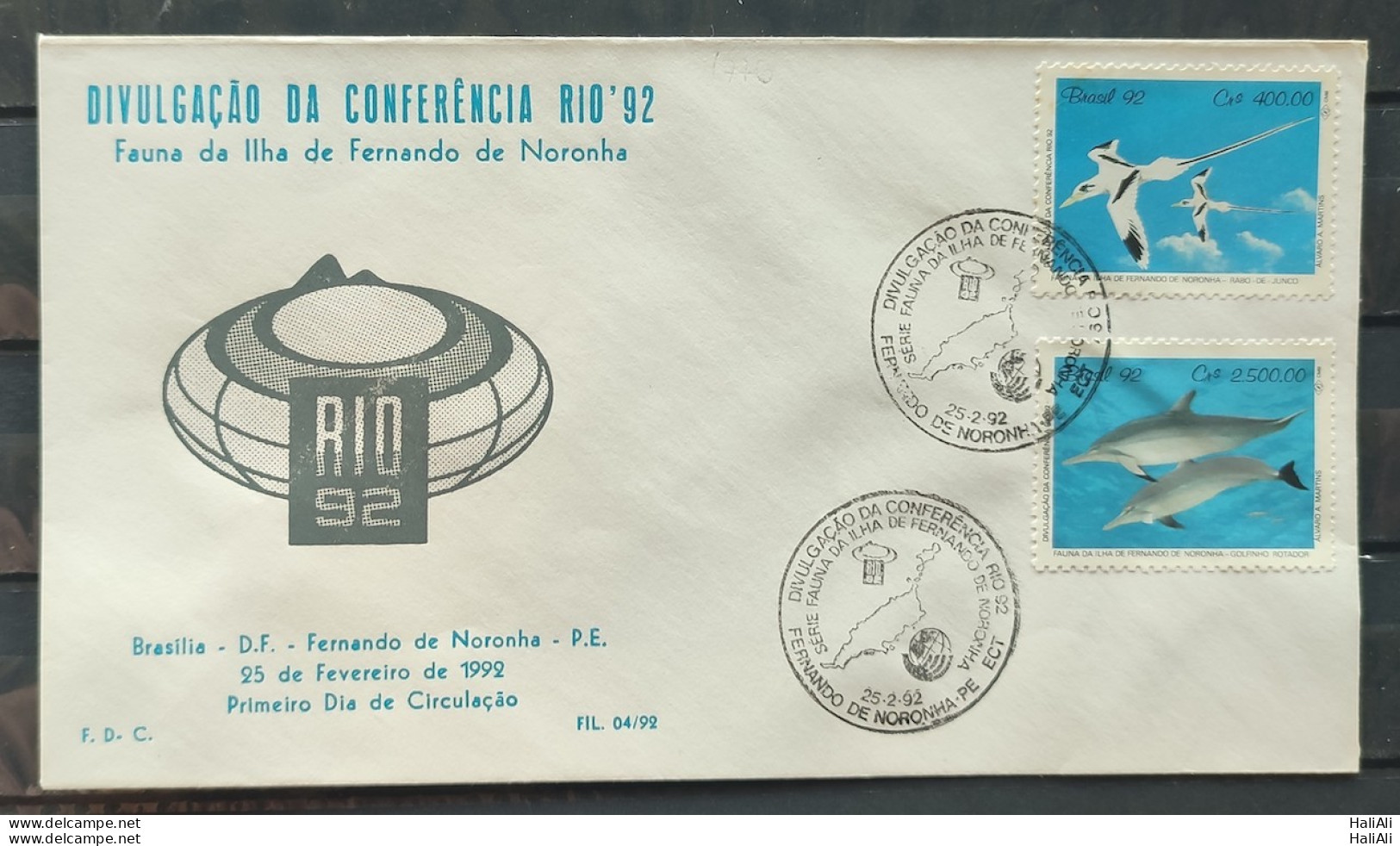 Brazil Envelope PVT FIL 004 1992 Conference Rio 92 Dolphin Ave Passaro Map CBC PE - FDC